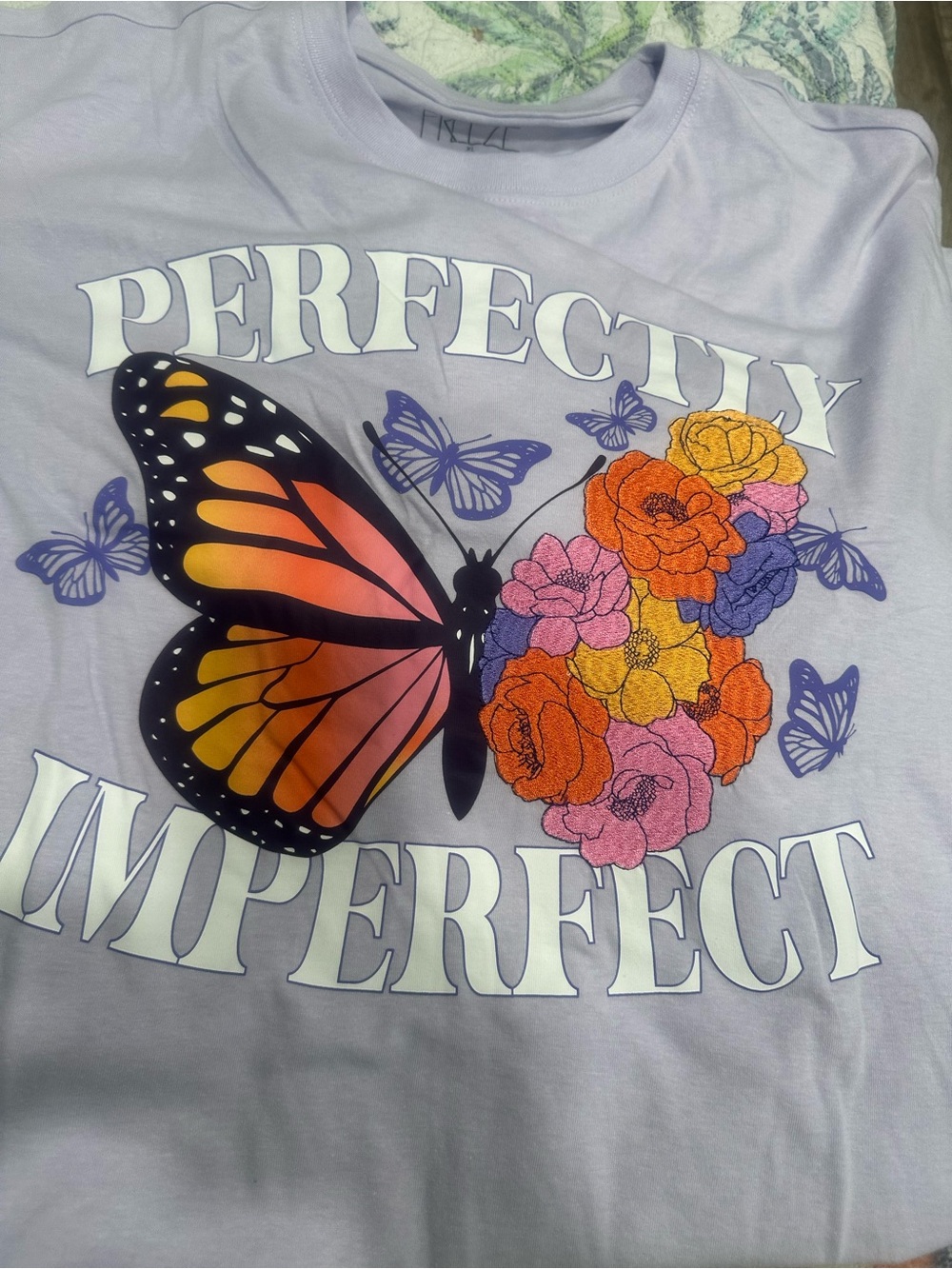 Freeze Lilac 'Perfectly Imperfect' Butterfly Floral Graphic Tee